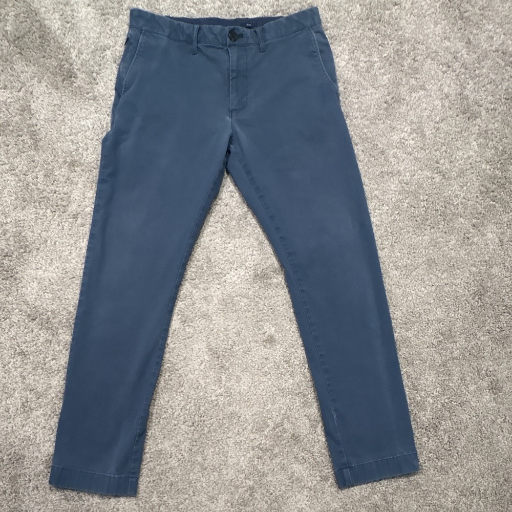 J.CREW Flex Chino Men's Blue Twill Slim Fit Tapered Leg Flat Front Pants 30
